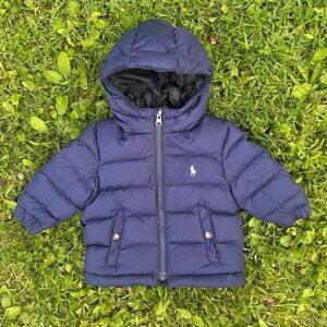Polo Ralph Lauren Navy Blue Hooded Puffer Coat Infant Boys 9 Months